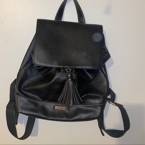 Tommy Hilfiger black leather backpack